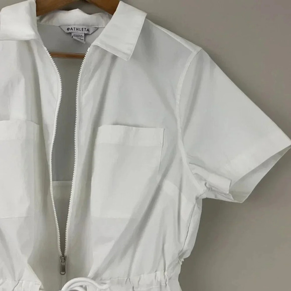 Athleta Advantage Cinch Zip Front Top in White Size Medium - Picture 5 of 6